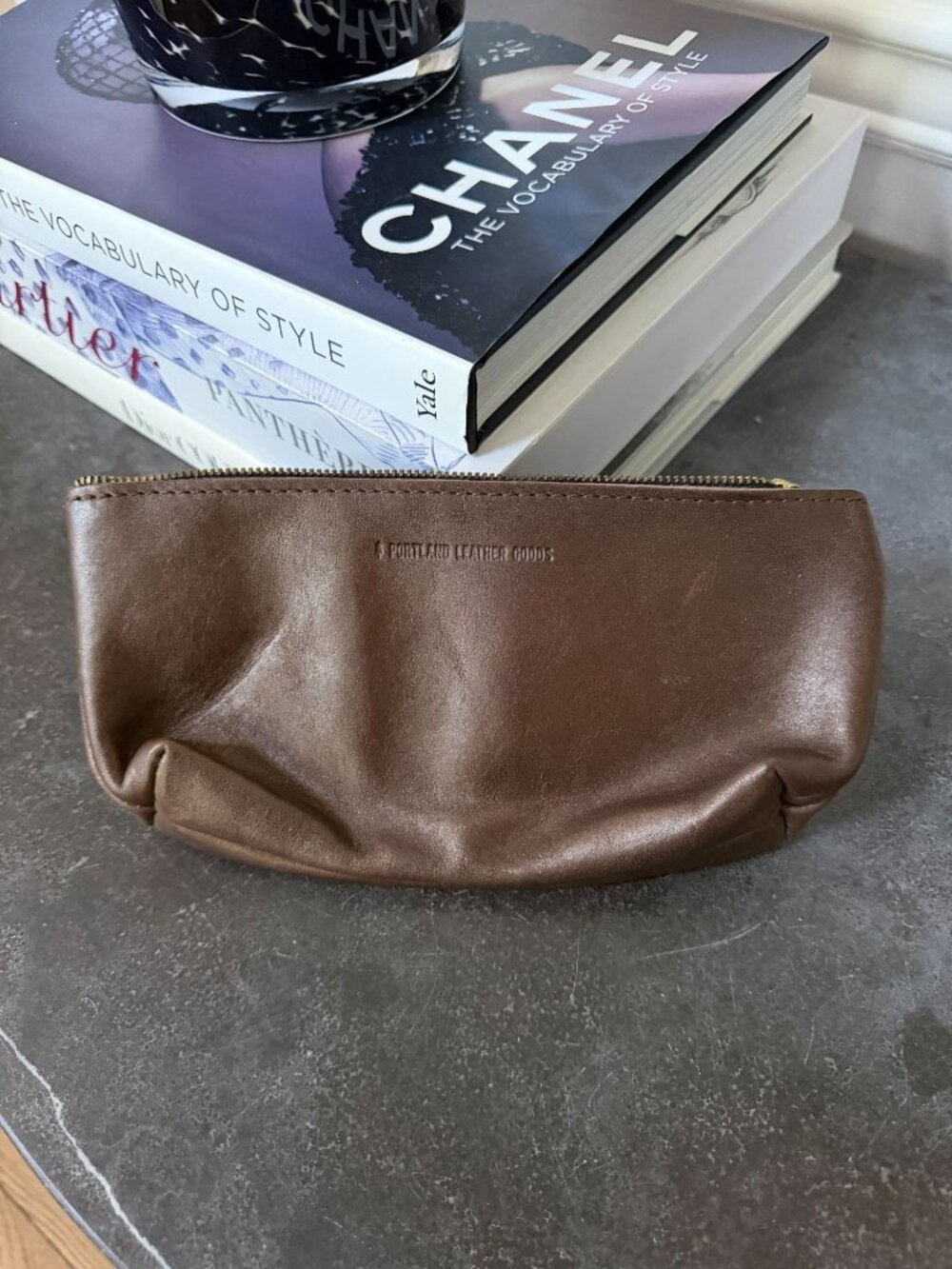 Portland Leather Goods PLG Utility Bag Makeup Case Brown